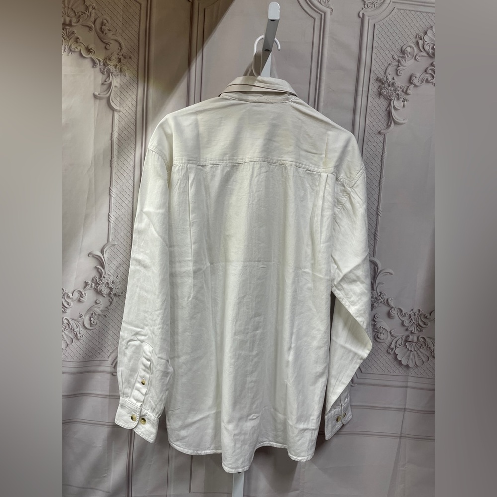 Tabasco White Long Sleeve Embroidered New Button Front Cotton Large Shirt - Picture 8 of 8